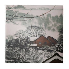 Azulejo De Cerámica Paisaje sombrío de invierno, Powys Wales
