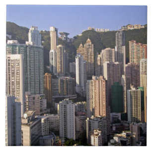 Azulejo De Cerámica Paisaje urbano de Hong Kong, China
