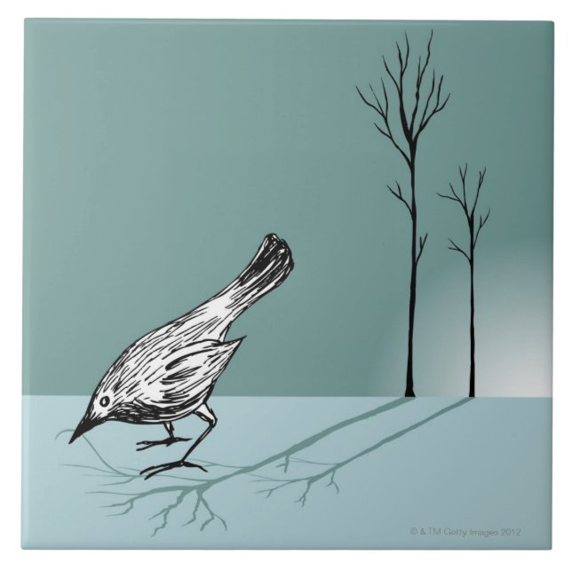 Azulejo De Cerámica Pájaro temprano (Frente)