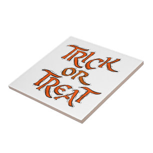 Azulejo De Cerámica Palabras de Halloween Trick o Treat