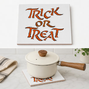 Azulejo De Cerámica Palabras de Halloween Truco o Trato