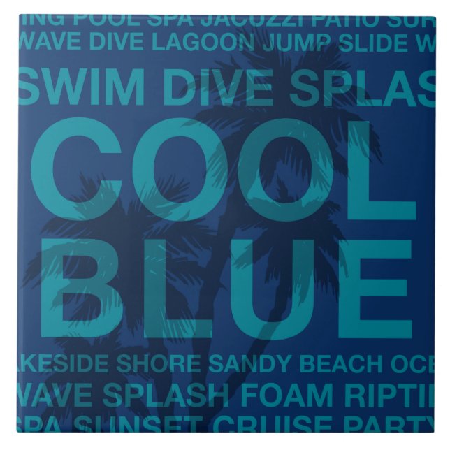 Azulejo De Cerámica Palabras de verano, mosaicos junto a la piscina y  (Frente)