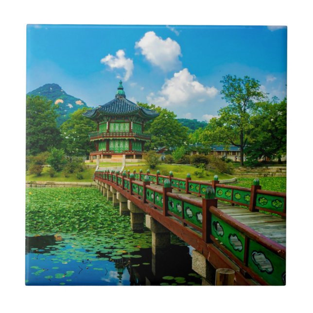 Azulejo De Cerámica Palacio Gyeongbokgung, Corea del Sur (Frente)