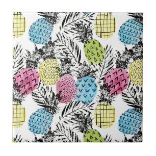 Azulejo De Cerámica Palmas Grunge de piña