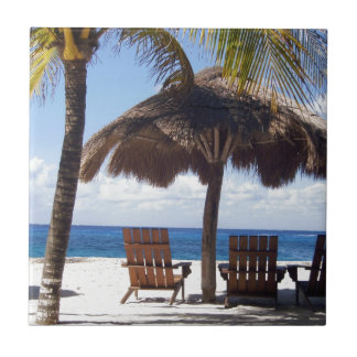 Azulejo De Cerámica Palmeras y playa de México de las sillas