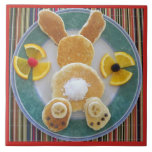 Azulejo De Cerámica Pancake Rabbit Breakfast Fun Designer Tile Trivet<br><div class="desc">Mi foto original,  con derechos de autor,  de algunos crepes especiales hace un trívet de tejas coloridas y divertidas.</div>