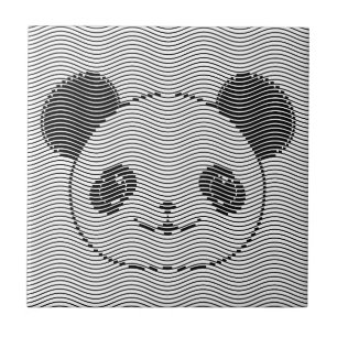 Azulejo De Cerámica Panda Bear Face On Wave Pattern