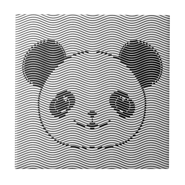 Azulejo De Cerámica Panda Bear Face On Wave Pattern (Frente)