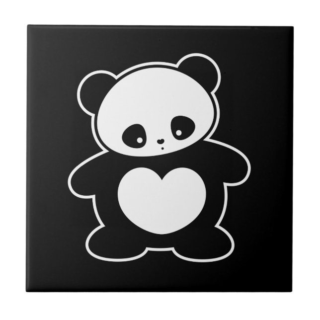 Azulejo De Cerámica Panda de Kawaii (Frente)