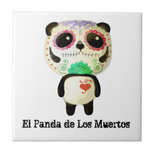 Azulejo De Cerámica Panda del día de los muertos