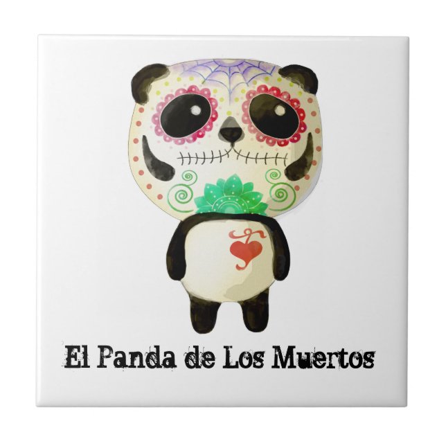 Azulejo De Cerámica Panda del día de los muertos (Frente)