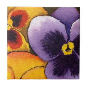 Azulejo De Cerámica "Pansy #1" Cubierta de cerámica Jardín de cocina