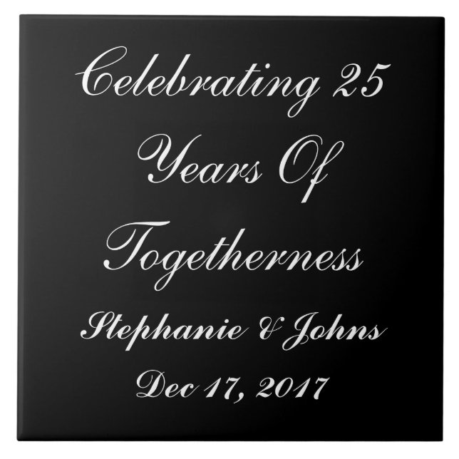 Azulejo De Cerámica Pantalla personalizada de aniversario de Boda de p (Frente)