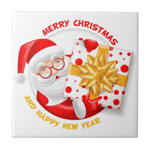 Azulejo De Cerámica Papá Noel feliz año nuevo