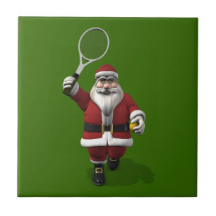 Azulejo De Cerámica Papá Noel jugando al tenis