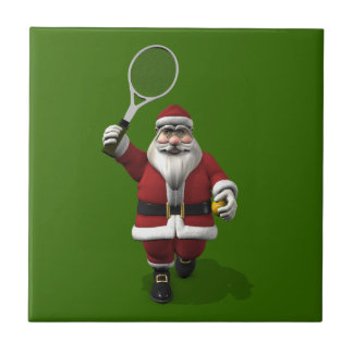 Azulejo De Cerámica Papá Noel jugando al tenis