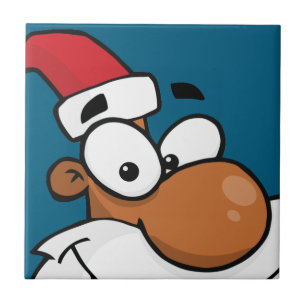 Azulejo De Cerámica Papá Noel negro está haciendo su lista traviesa