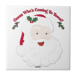 Azulejo De Cerámica Papá Noel Vintage, ¿quién viene?