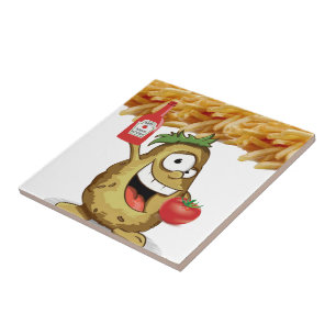 Azulejo de Cerámica Papa Patatas Fritas Salsa de T