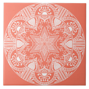 Azulejo De Cerámica Papaya Mandala