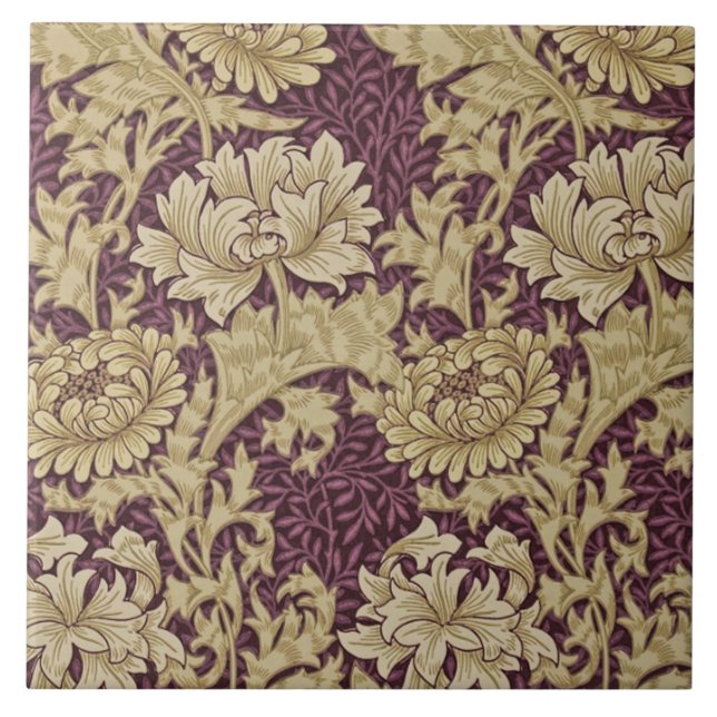 Azulejo De Cerámica Papel pintado del crisantemo William Morris 1877 (Frente)