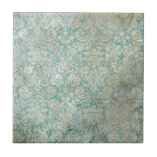 Azulejo De Cerámica Papel pintado sucio del vintage de la aguamarina