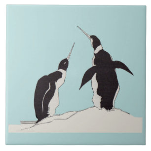 Azulejo De Cerámica par de pingüinos