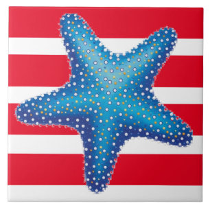 Azulejo de cerámica para baño - Estrella de mar az