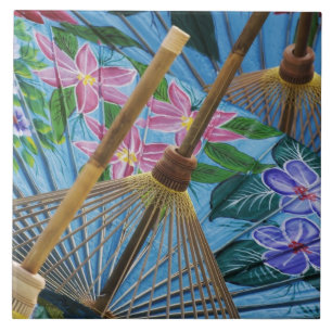 Azulejo De Cerámica Paraguas pintados a mano en el pueblo