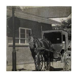Azulejo De Cerámica Parar por un hechizo, caballo Amish en el Rótulo S