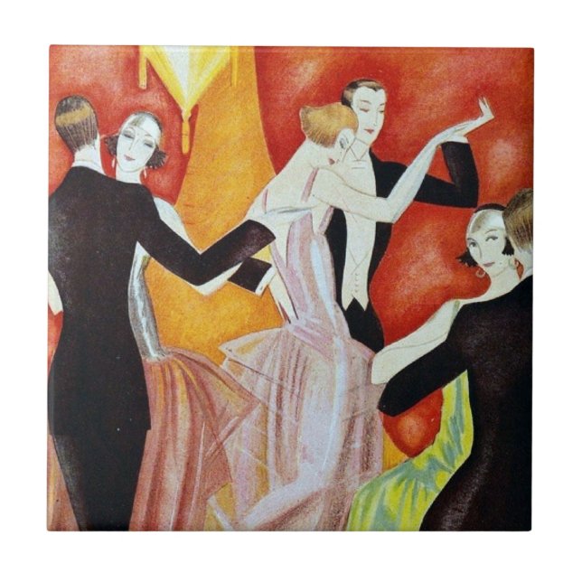 Azulejo De Cerámica Parejas bailarinas de los años 20 (Frente)