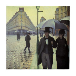 Azulejo De Cerámica París, calle lluviosa de Gustave Caillebotte