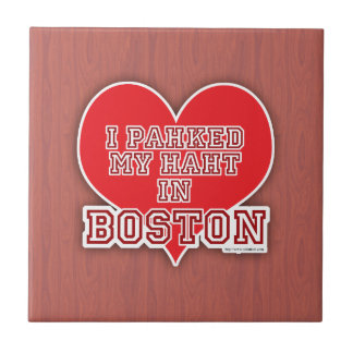 Azulejo De Cerámica Park Your Heart in Boston Fun Accent Motto