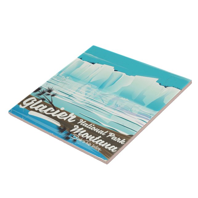 Azulejo De Cerámica Parque nacional Glacier, afiche de la época de Mon (Lado)