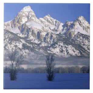 Azulejo De Cerámica PARQUE NACIONAL GRAND TETON, WYOMING. EE. UU. Nieb