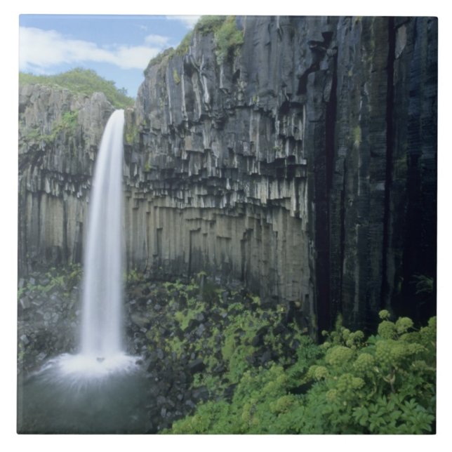 Azulejo De Cerámica Parque Nacional Skaftafall, cascada Svartifoss, (Frente)