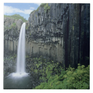 Azulejo De Cerámica Parque Nacional Skaftafell, cascada Svartifoss,