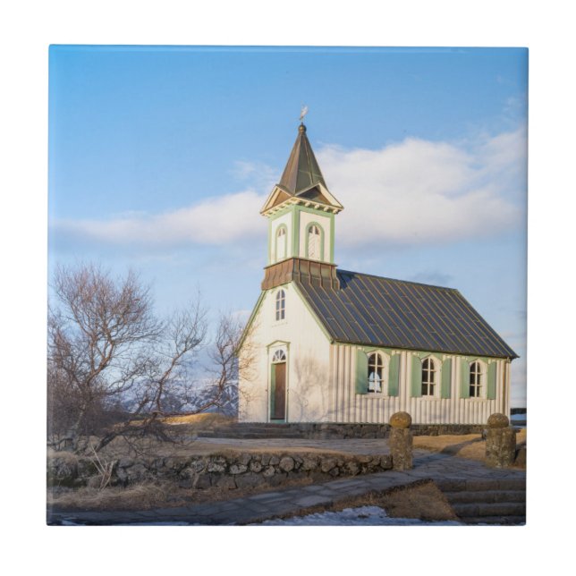 Azulejo De Cerámica Parque Nacional Thingvellir en Islandia (Frente)