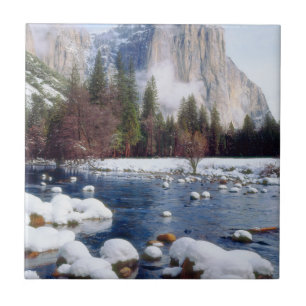 Azulejo De Cerámica Parque Nacional Yosemite en invierno