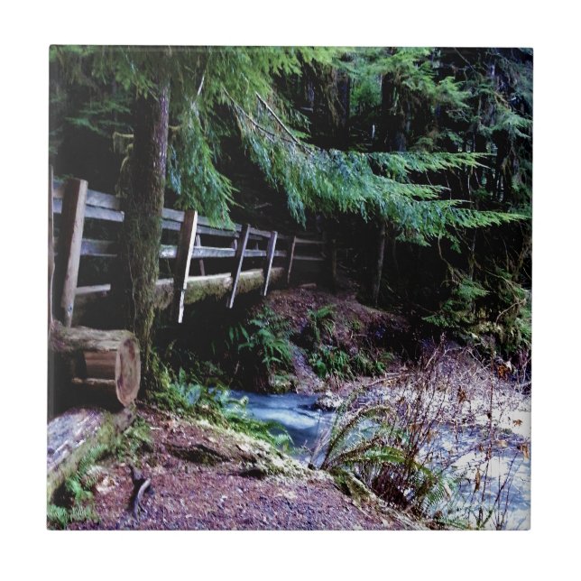 Azulejo De Cerámica Parque olímpico del Puente Rustico de Madera (Frente)