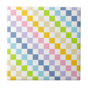 Azulejo De Cerámica Pasado a Cuadros Arcoíris Pastel