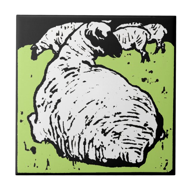 Azulejo De Cerámica Pascua de animales de madera de estilo victoriano  (Frente)