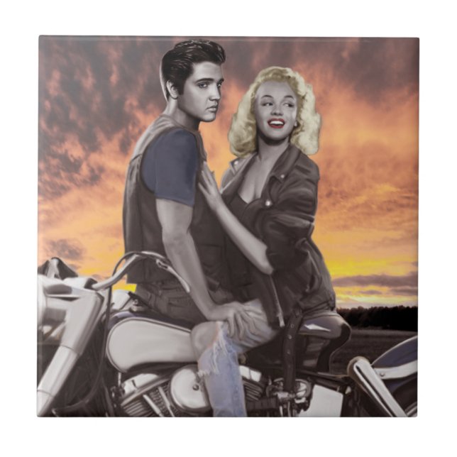 Azulejo De Cerámica Paseo de la puesta del sol (Frente)