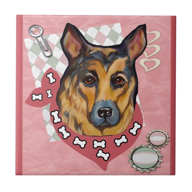 AZULEJO DE CERÁMICA PASTOR ALEMÁN (Frente)