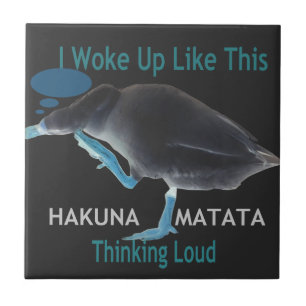 Azulejo De Cerámica Pato con me desperté así y Hakuna Matata texto