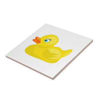 Azulejo De Cerámica Pato de goma amarillo