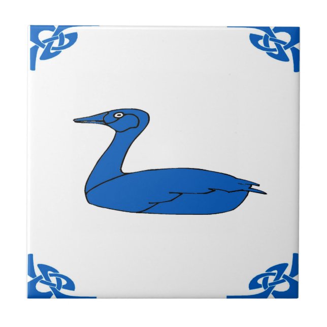 Azulejo De Cerámica Pato holandés azul (Frente)