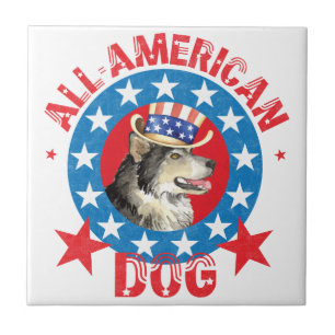 Azulejo De Cerámica Patriotic Alaskan Malemute
