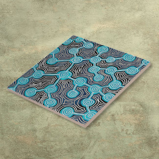 Azulejo De Cerámica Patrón abstracto de estilo aborigen Líneas de vida