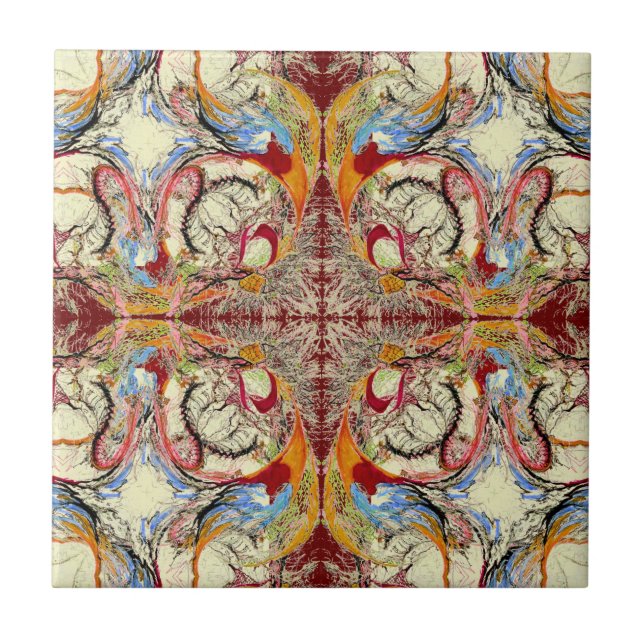 Azulejo De Cerámica Patrón abstracto dibujado a mano (Frente)